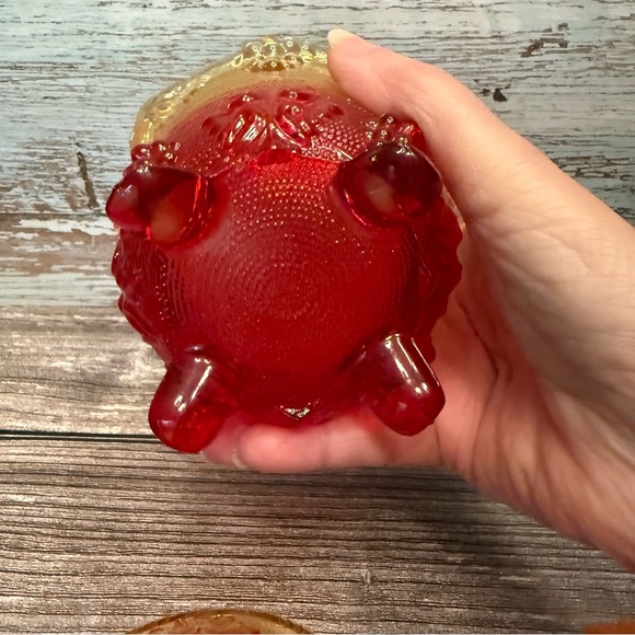 Vintage Jeanette Glass Amberina Carnival Glass Footed Candy Bowl Orange yellow - Picture 6 of 9